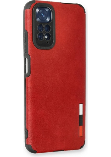 Xiaomi Redmi Note 11 Kılıf Loop Deri Silikon - Kırmızı Drstr