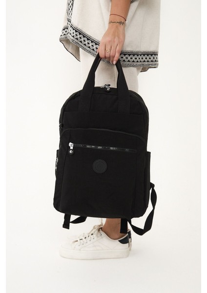 Sanmorris Unisex Suya Dayanıklı Orta Boy Krinkıl Kumaş Çok Gözlü Laptop Okul ve Seyahat Sırt Çantası