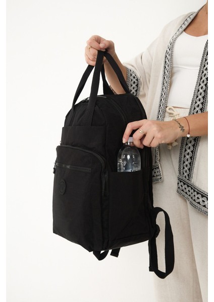 Sanmorris Unisex Suya Dayanıklı Orta Boy Krinkıl Kumaş Çok Gözlü Laptop Okul ve Seyahat Sırt Çantası modelleri