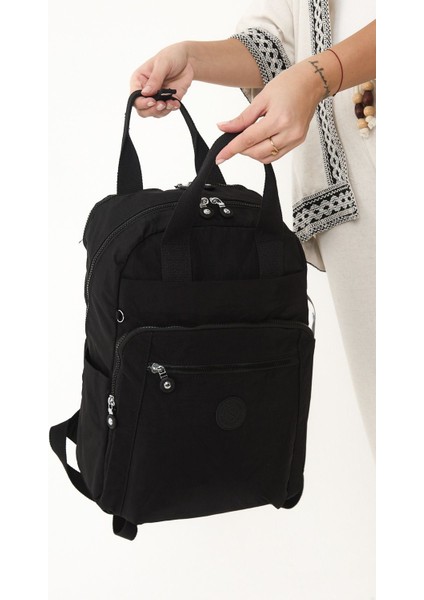 Sanmorris Unisex Suya Dayanıklı Orta Boy Krinkıl Kumaş Çok Gözlü Laptop Okul ve Seyahat Sırt Çantası fırsatları