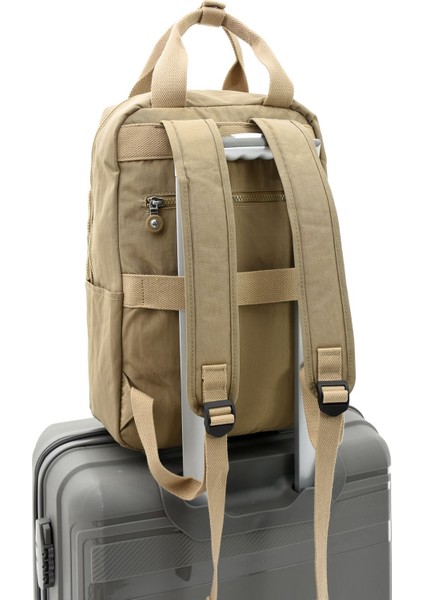 Sanmorris Unisex Suya Dayanıklı Krinkıl Kumaş Çok Gözlü Büyük Boy Laptop Okul ve Sırt Çantası