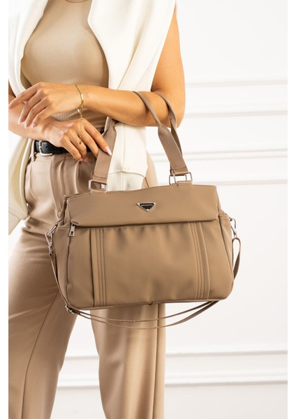 Sanmorris Kadın Saten Kumaş 5 Bölmeli Ayarlanabilir Çapraz Askılı El ve Omuz Çantası 1416