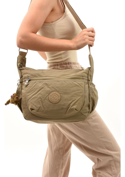 Sanmorris Unisex Suya Dayanıklı Krinkıl Kumaş Çok Gözlü Çapraz Okul, Seyahat ve Omuz Çantası 3045