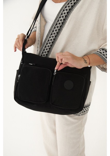 Sanmorris Kadın Suya Dayanıklı Paraşüt Kumaş Çok Gözlü Ayarlanabilir Çapraz Askılı Omuz Çantası 3054