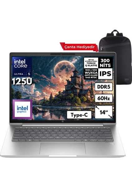 Probook 440 G11 Ultra 5-125U 64-Gbddr5 2 Tbssd Intel Graphics 14" Wuxga Freedos + Sırt Çantası A22YQEAHMF9