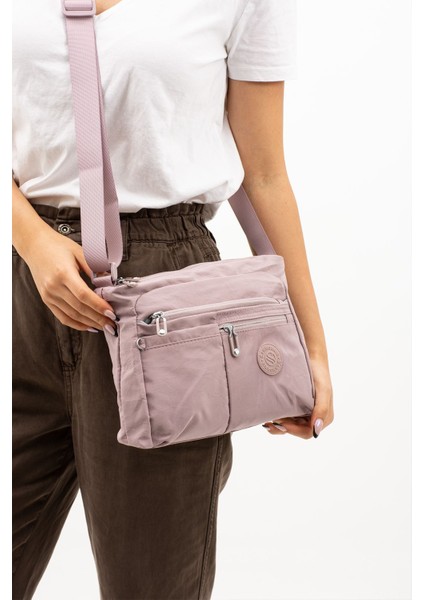 Sanmorris Kadın Çok Gözlü Suya Dayanıklı Krinkıl Kumaş Ayarlanabilir Çapraz Askılı Omuz Çantası 4006