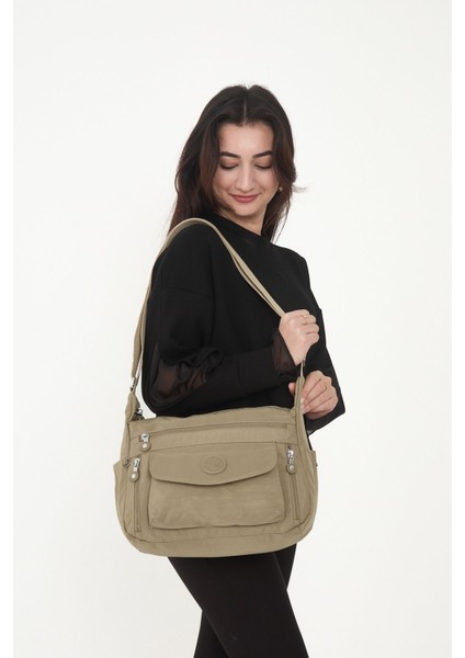 Sanmorris Kadın Suya Dayanıklı Krinkıl Kumaş Çok Gözlü Ayarlanabilir Çapraz Askılı Omuz Çantası indirimleri