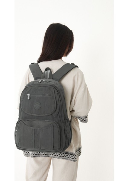 Sanmorris Unisex Suya Dayanıklı Krinkıl Kumaş Çok Gözlü Laptop Okul ve Sırt Çantası fırsatları