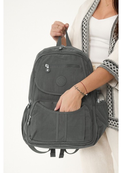 Sanmorris Unisex Suya Dayanıklı Krinkıl Kumaş Çok Gözlü Laptop Okul ve Sırt Çantası indirimleri