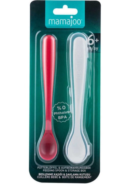 Ergonomik Beslenme Mama Kaşığı & Saklama Kutusu, Pembe & Beyaz, 6ay+, İkili Set fırsatları