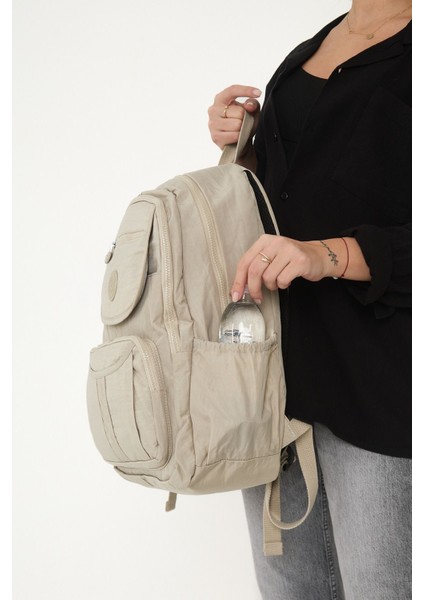 Sanmorris Unisex Suya Dayanıklı Krinkıl Kumaş Çok Gözlü Laptop Okul ve Sırt Çantası indirimleri