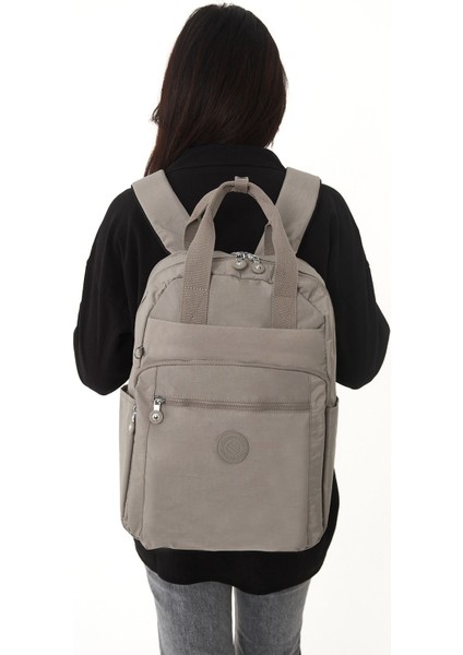 Sanmorris Unisex Suya Dayanıklı Orta Boy Krinkıl Kumaş Çok Gözlü Laptop Okul ve Seyahat Sırt Çantası modelleri