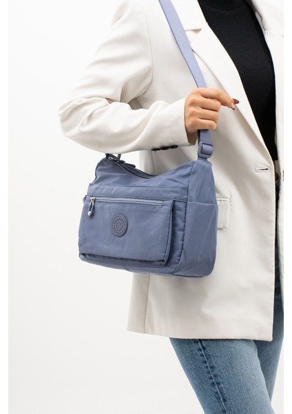 Sanmorris Kadın Çok Gözlü Suya Dayanıklı Paraşüt Kumaş Ayarlanabilir Çapraz Askılı Omuz Çantası 4008