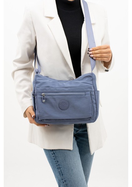 Sanmorris Kadın Çok Gözlü Suya Dayanıklı Paraşüt Kumaş Ayarlanabilir Çapraz Askılı Omuz Çantası 4008