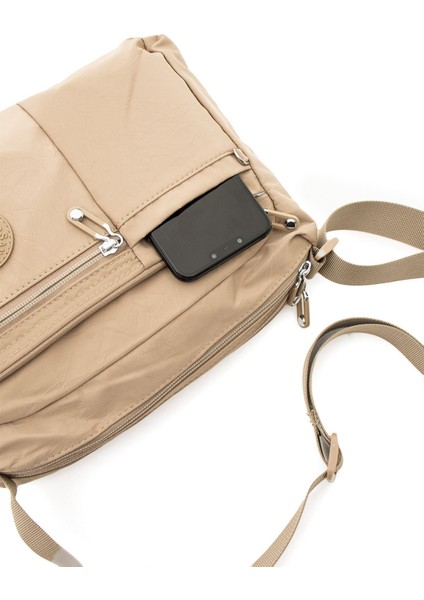 Sanmorris Kadın Çok Gözlü Suya Dayanıklı Krinkıl Kumaş Ayarlanabilir Çapraz Askılı Omuz Çantası 4006