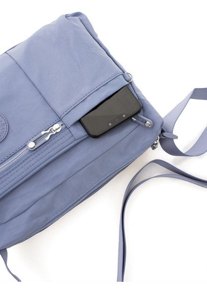 Sanmorris Kadın Çok Gözlü Suya Dayanıklı Krinkıl Kumaş Ayarlanabilir Çapraz Askılı Omuz Çantası 4006