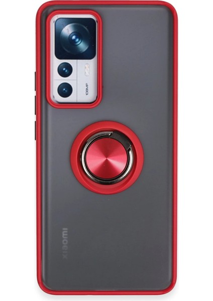 Xiaomi Mi 12T Pro Kılıf Montreal Yüzüklü Silikon Kapak - Kırmızı Drstr