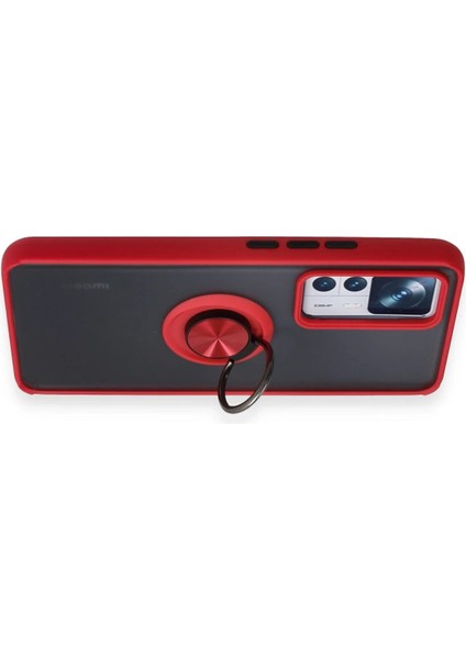 Xiaomi Mi 12T Pro Kılıf Montreal Yüzüklü Silikon Kapak - Kırmızı Drstr modelleri
