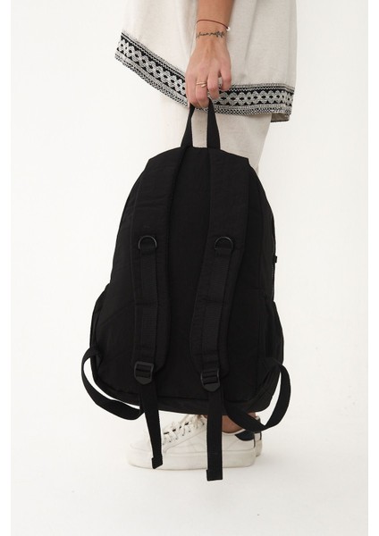 Sanmorris Unisex Suya Dayanıklı Krinkıl Kumaş Çok Gözlü Laptop Okul ve Sırt Çantası