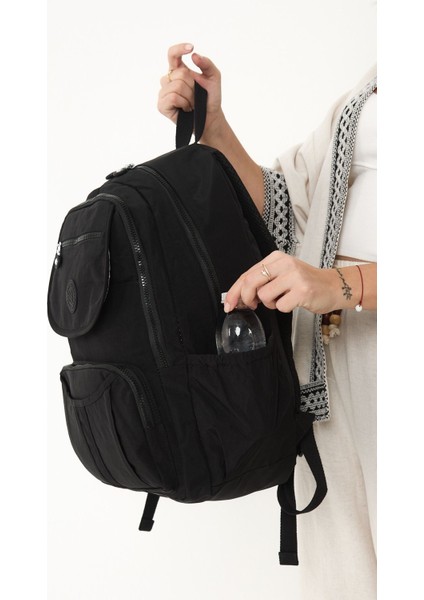 Sanmorris Unisex Suya Dayanıklı Krinkıl Kumaş Çok Gözlü Laptop Okul ve Sırt Çantası fırsatları