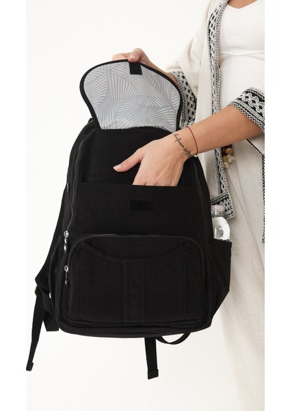 Sanmorris Unisex Suya Dayanıklı Krinkıl Kumaş Çok Gözlü Laptop Okul ve Sırt Çantası indirimleri