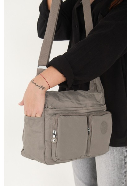 Sanmorris Kadın Suya Dayanıklı Paraşüt Kumaş Çok Gözlü Ayarlanabilir Çapraz Askılı Omuz Çantası 3054