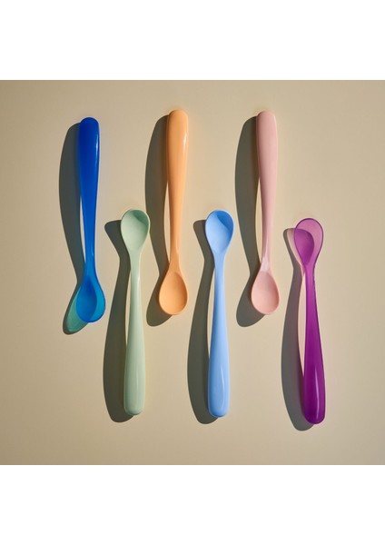 Ergonomik Beslenme Mama Kaşığı & Saklama Kutusu, Mavi & Beyaz, 6ay+, İkili Set