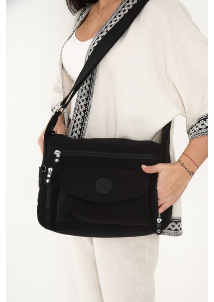 Sanmorris Kadın Suya Dayanıklı Krinkıl Kumaş Çok Gözlü Ayarlanabilir Çapraz Askılı Omuz Çantası indirimleri