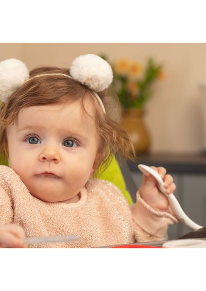 Eğitici Ergonomik Bebek Mama Kaşık Çatal Seti, İnek Desenli, Beyaz, İkili Set indirimleri