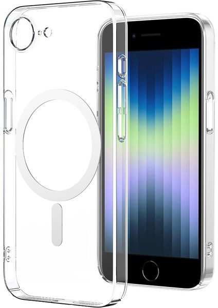iPhone Uyumlu 16E Kılıf Zore M-Safe Şarj Özellikli Şeffaf Kamera Çerçeveli Porto Kapak