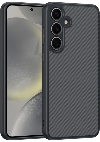 Galaxy Uyumlu S25 Kılıf M-Safe Şarj Özellikli Karbon Fiber Tasarımlı Zore Elnino Kapak