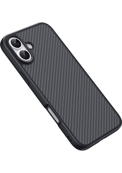 iPhone Uyumlu 16 Plus Kılıf M-Safe Şarj Özellikli Karbon Fiber Tasarımlı Zore Elnino Kapak