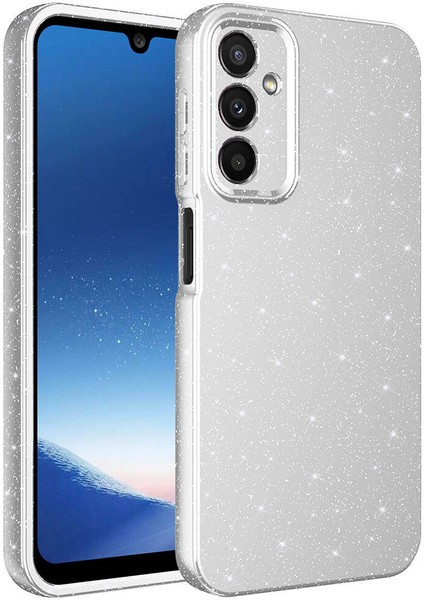 Galaxy Uyumlu A24 Kılıf Kamera Korumalı Simli Lüks Zore Koton Kapak-Gümüş