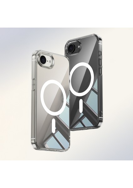 iPhone Uyumlu 16E Kılıf M-Safe Şarj Özellikli Şeffaf Sert Pc Zore Embos Kapak indirimleri