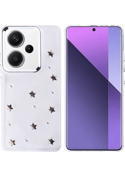 Xiaomi Uyumlu Redmi Note 13 Pro Plus 5g Kılıf Airbag Tasarımlı Simli Şeffaf Zore Kutup Kapak-Yıldız