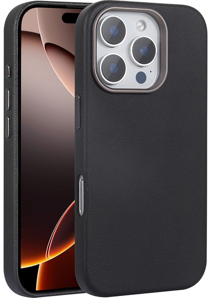 iPhone Uyumlu 16 Pro Max Kılıf M-Safe Şarj Özellikli Pu Deri Zore Adora Kapak