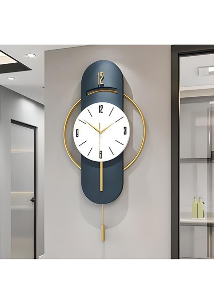 Lacivert Metal Duvar Saati, Şık ve Modern Tasarım, Ev ve Ofis Dekorasyonu Için