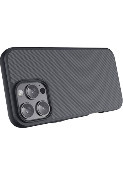 iPhone Uyumlu 16 Pro Max Kılıf M-Safe Şarj Özellikli Karbon Fiber Tasarımlı Zore Elnino Kapak