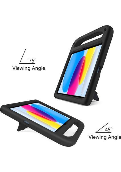 iPad (2025)/10.9 (2022) Taşınabilir El Tutacağı Eva Tablet Kılıfı Katlanabilir Destek Ayağı Darbeye Dayanıklı Koruyucu Kılıf-Siyah (Yurt Dışından) modelleri