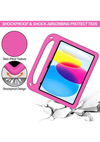 iPad (2025)/10.9 (2022) Taşınabilir El Tutacağı Eva Tablet Kılıfı Katlanabilir Destekli Darbeye Dayanıklı Koruyucu Kılıf-Gül (Yurt Dışından) fiyatları