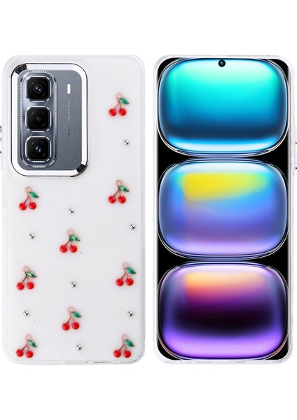 Infinix Hot 50 Pro Plus 4g Kılıf Airbag Tasarımlı Simli Şeffaf Zore Kutup Kapak-Kiraz