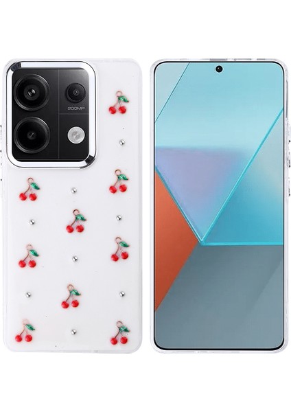 Xiaomi Uyumlu Redmi Note 13 Pro 4g Kılıf Airbag Tasarımlı Simli Şeffaf Zore Kutup Kapak-Kiraz