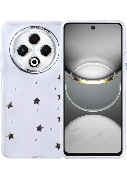 Tecno Spark 30 4g Kılıf Airbag Tasarımlı Simli Şeffaf Zore Kutup Kapak-Yıldız