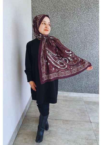 Retro Desenli Kadın Şal Bordo Estascarf fiyatları