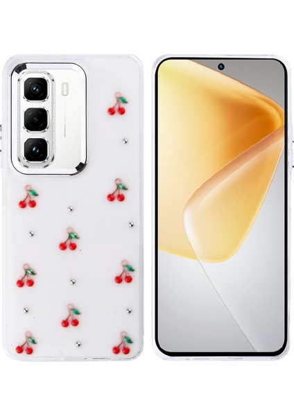 Infinix Hot 50 Pro 4g Kılıf Airbag Tasarımlı Simli Şeffaf Zore Kutup Kapak-Kiraz
