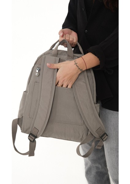 Sanmorris Unisex Suya Dayanıklı Krinkıl Kumaş Çok Gözlü Laptop Okul ve Sırt Çantası 3059