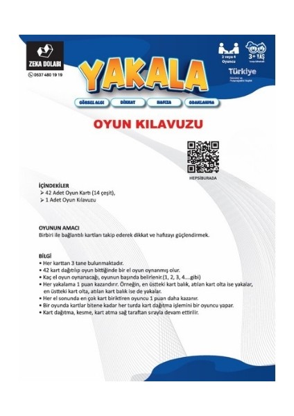 Yakala ( Dikkat, Hız, Hafıza, Eğlence Oyunu )