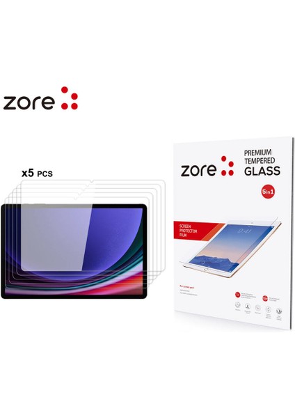 Galaxy Uyumlu Tab S10 Plus Zore 5in1 Tablet Temperli Cam Ekran Koruyucu