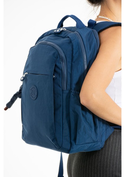 Sanmorris Unisex Suya Dayanıklı Krinkıl Kumaş Çok Gözlü Büyük Boy Laptop Okul ve Sırt Çantası 3019