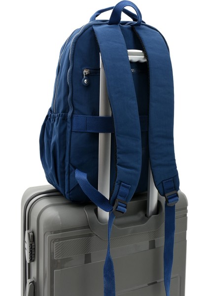 Sanmorris Unisex Suya Dayanıklı Krinkıl Kumaş Çok Gözlü Büyük Boy Laptop Okul ve Sırt Çantası 3019